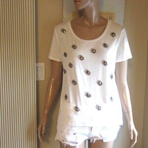 WEEKEND MAXMARA WHITE JERSEY COTTON GEM CABINA TEE SHIRT XL